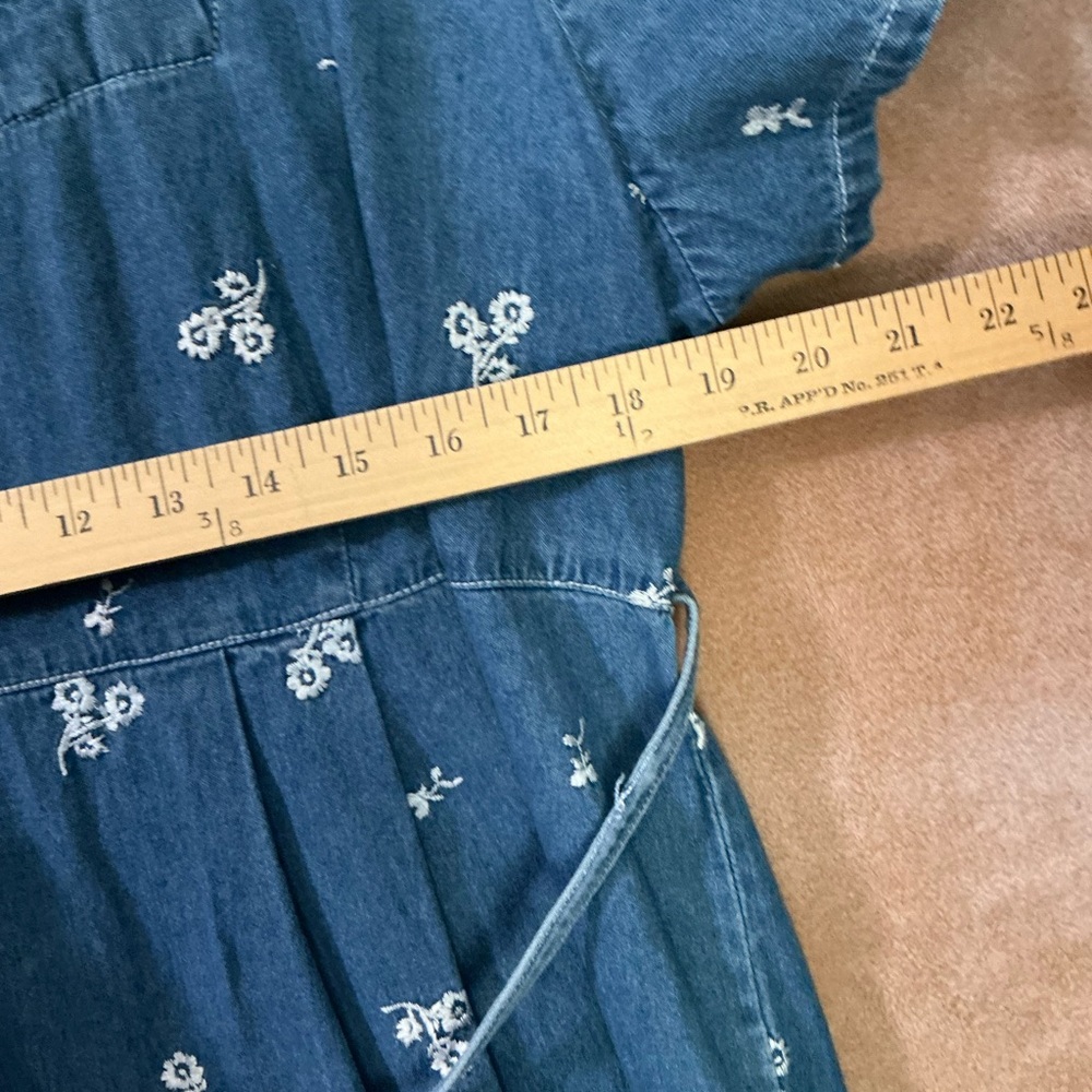 Motherhood‎ Blue Denim Dress with Floral Embroidery- vintage - Picture 5 of 7
